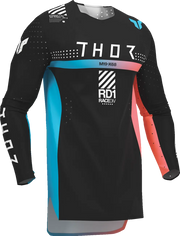 Thor Youth Sportmode Synth Jersey - Schwarz/Weiß/Türkis/Koralle