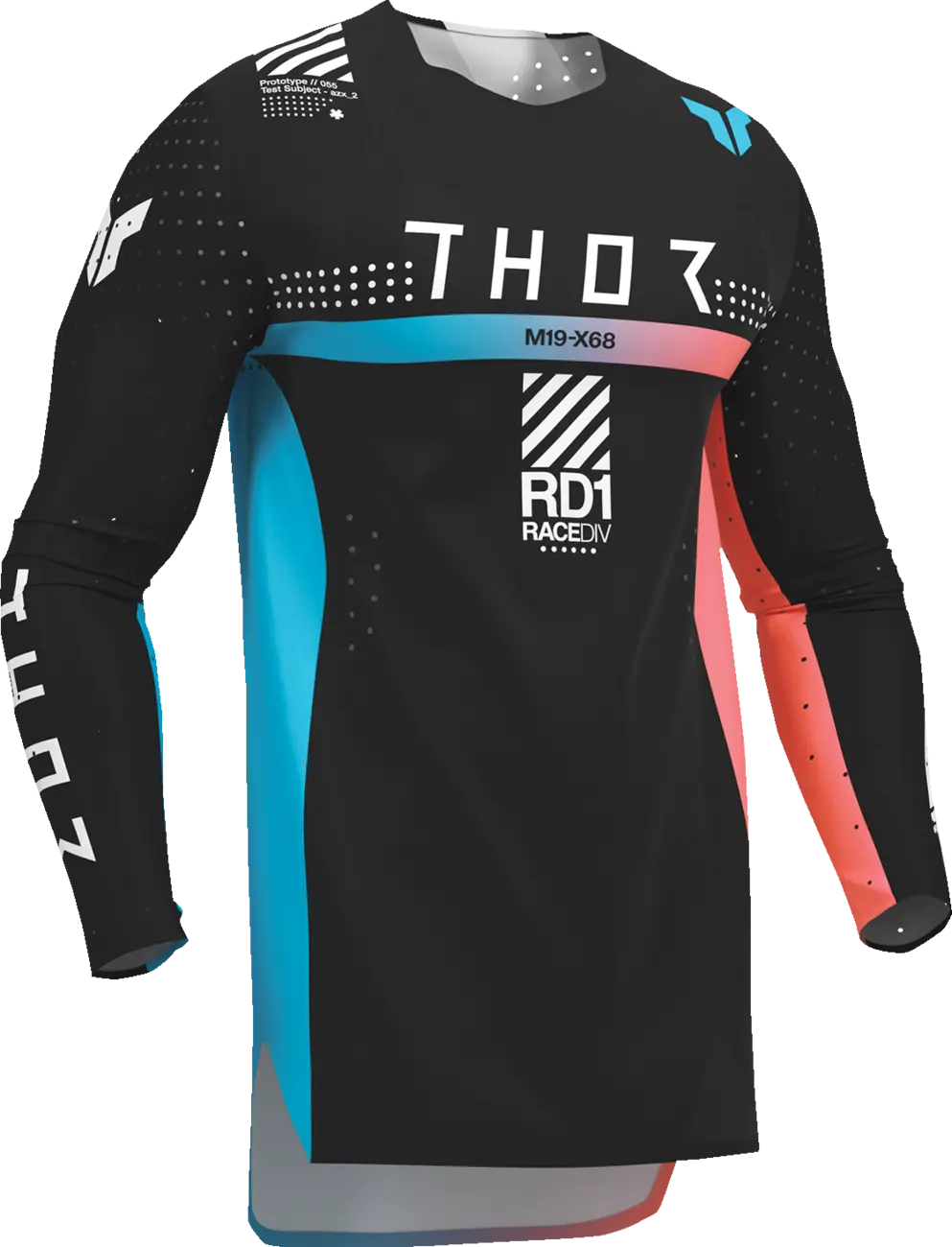 Thor Youth Sportmode Synth Jersey - Schwarz/Weiß/Türkis/Koralle