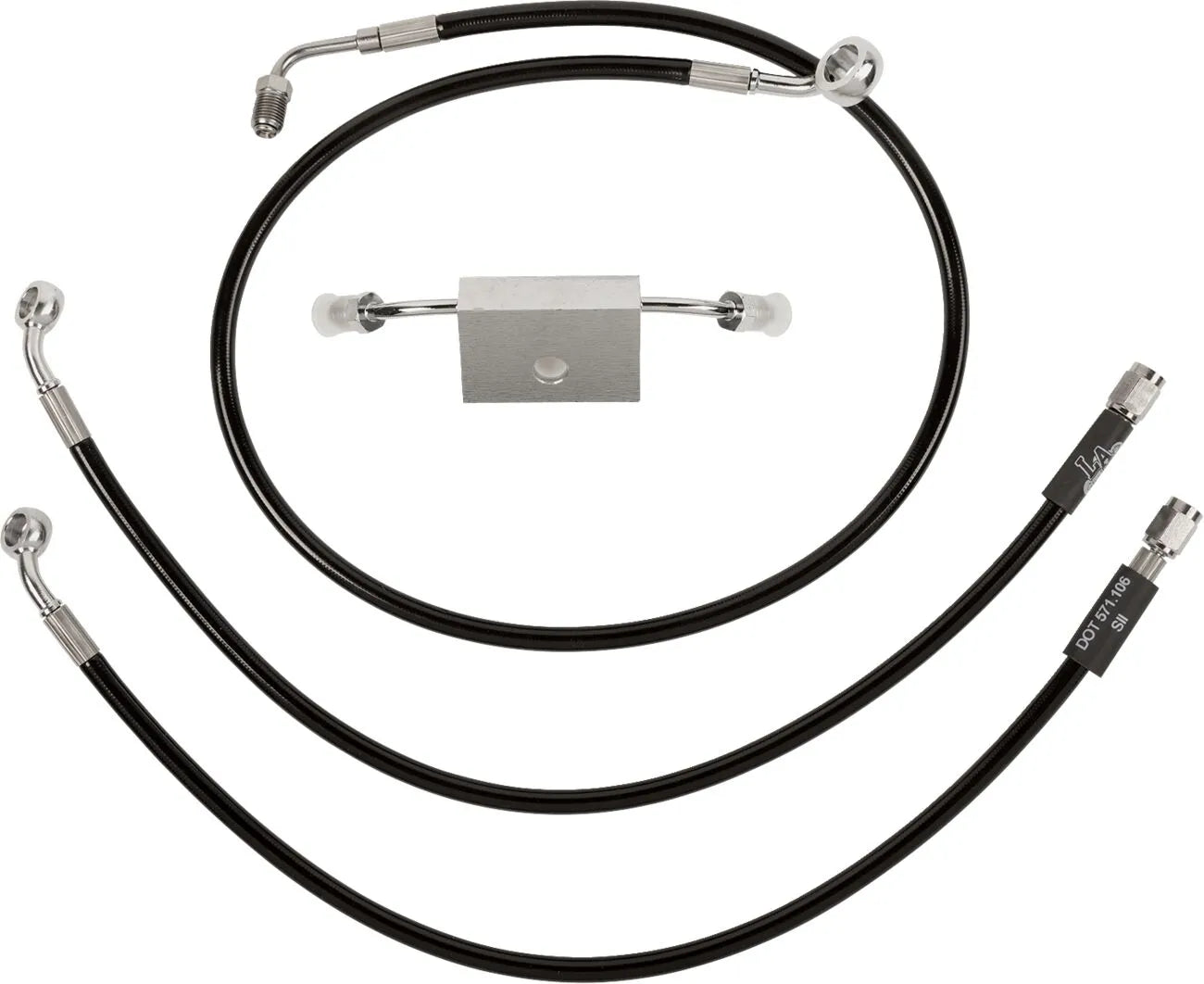 La Choppers Bremsleitungssatz mit schwarzer Stahlflexummantelung und ABS
