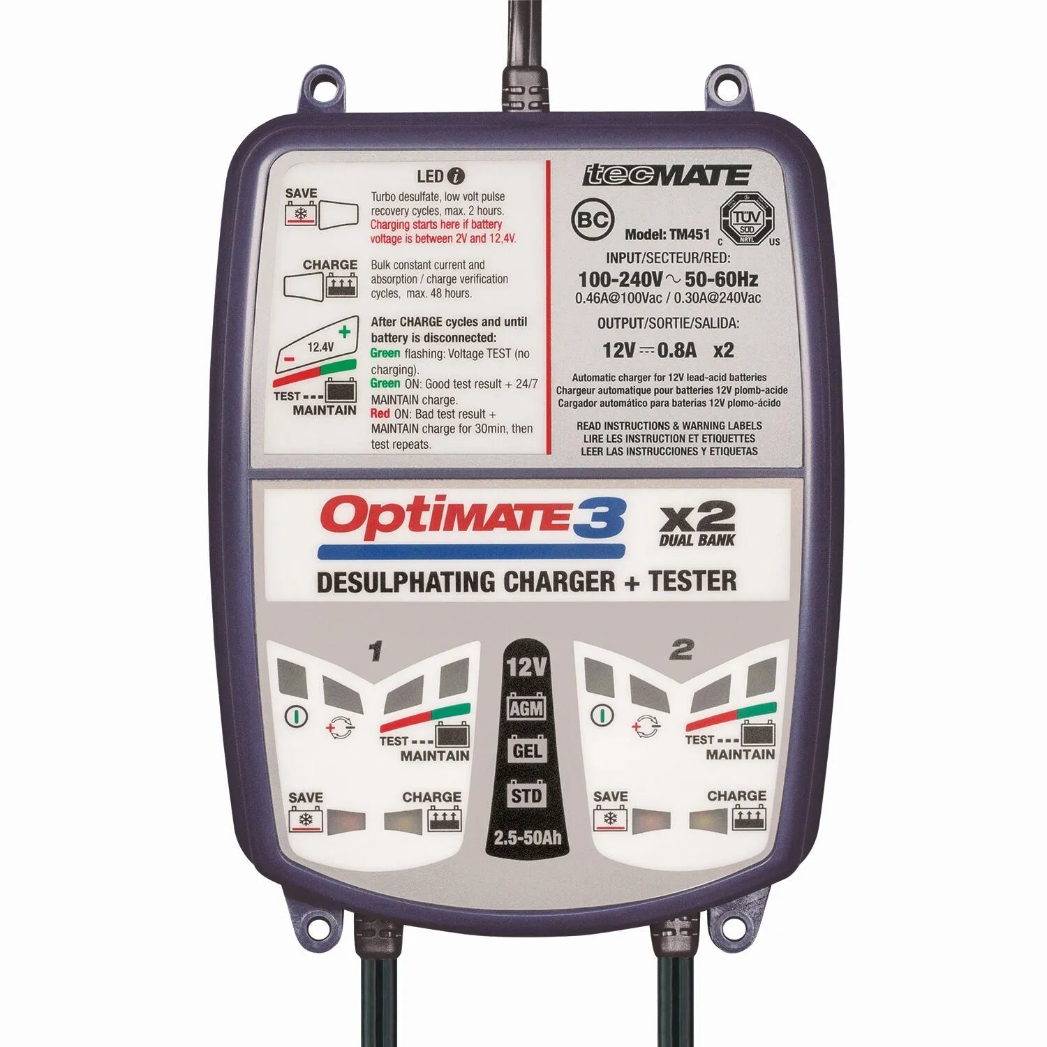 Tecmate Optimate 3 x 2 Bank 12V Batterieladegerät