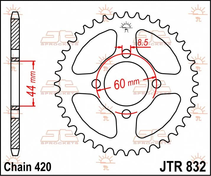 JT Sprockets Stahl-Kettenrad hinten, 38 Zähne