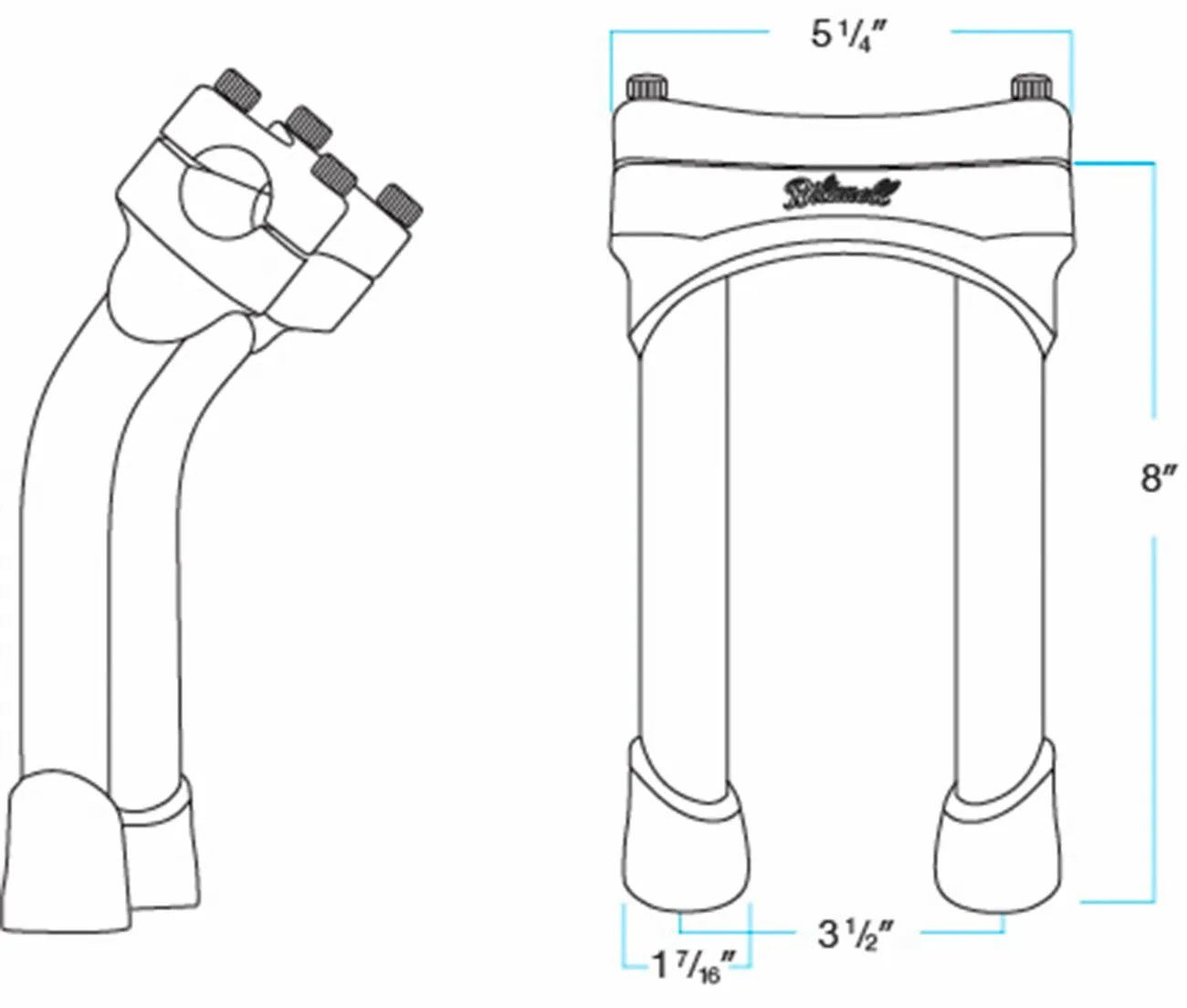 Biltwell Murdock Lenkererhöhungen – Chrom, 8 Zoll