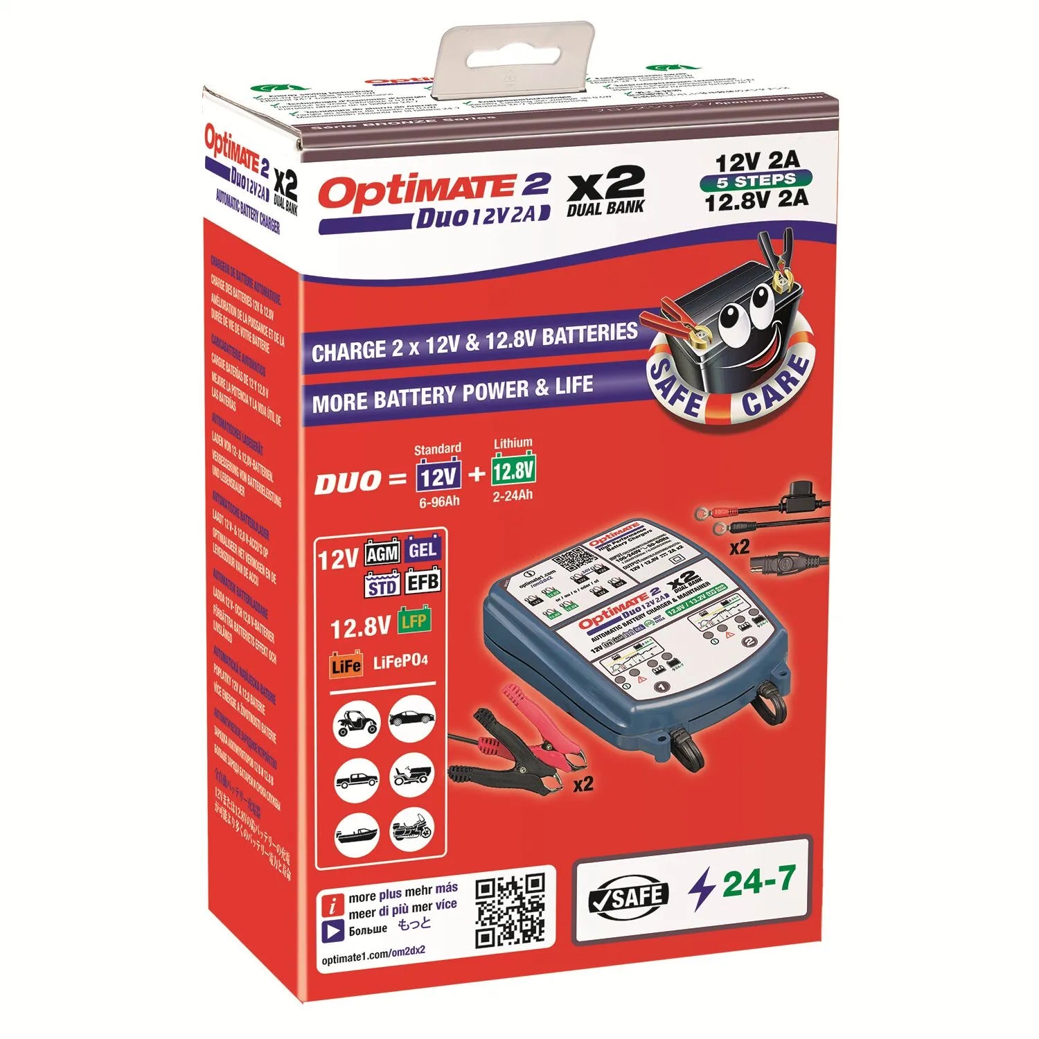 Tecmate Optimate 2 Duo: 12V 2A Batterieerhaltungsgerät