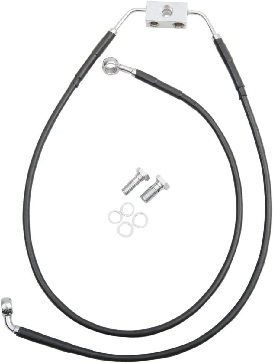 Drag Specialties Erweiterter Bremsleitungssatz aus schwarzem Vinyl mit ABS