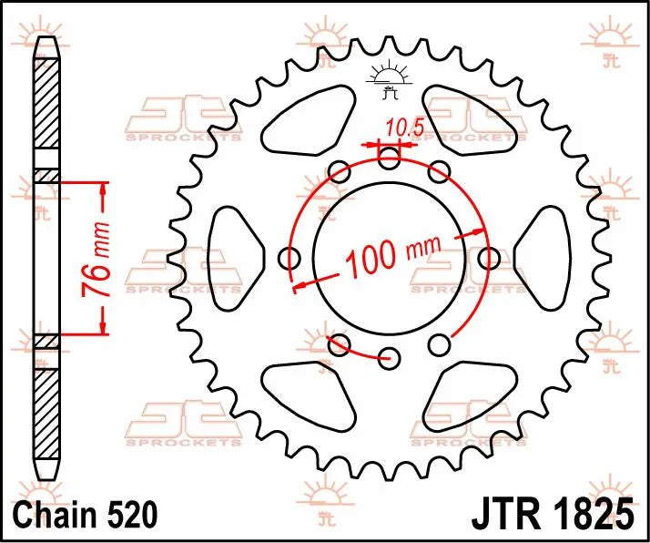 JT Sprockets Stahl-Kettenrad hinten 520-48 Zähne