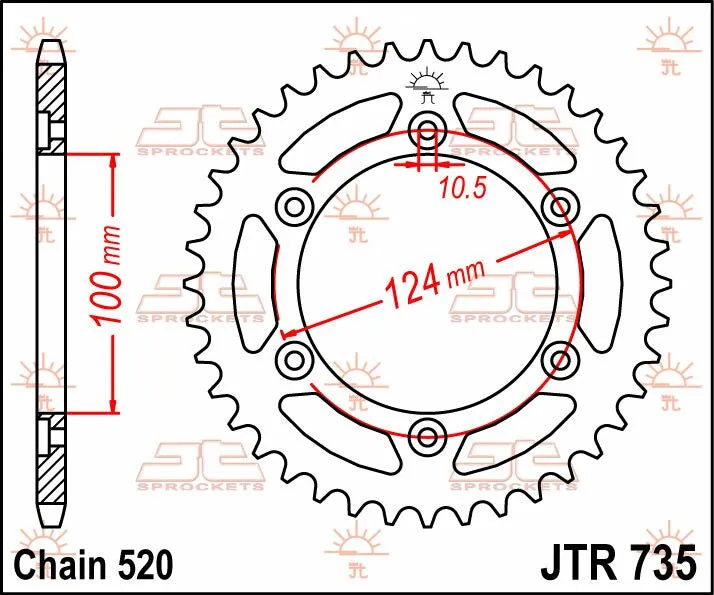JT Sprockets Stahl-Kettenrad hinten - 520, 36 Zähne