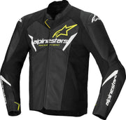 Alpinestars Faster V3 Airflow Lederjacke - Schwarz/Weiß/Gelb Fluo