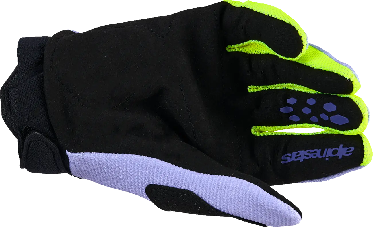Alpinestars Youth Full Bore V2 MX Handschuhe – Schwarz/Lila/Fluoreszierendes Gelb