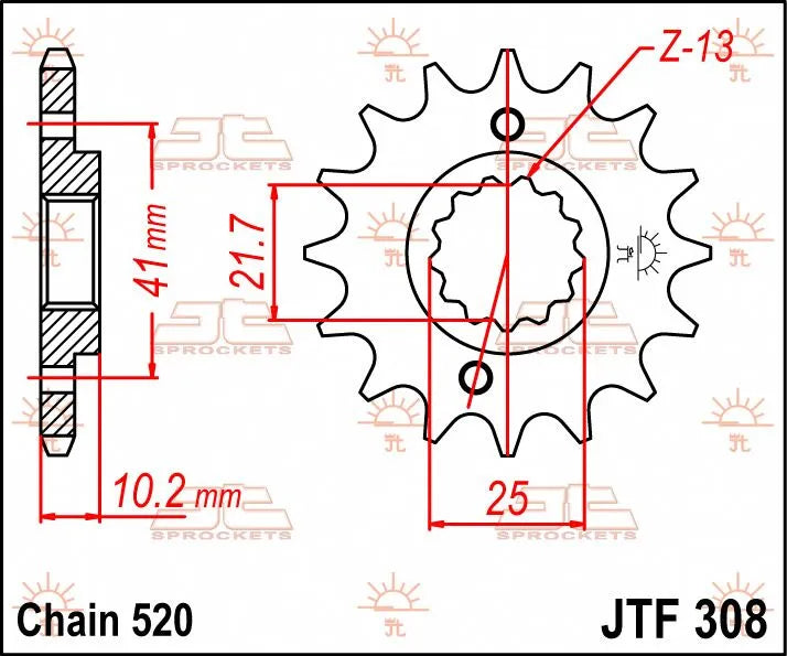 JT Sprockets Ritzel vorne - 520er Kette, 15 Zähne