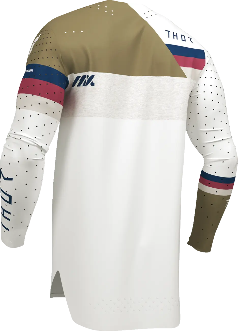 Thor Sportmode League Trikot - Weiß/Hellbraun/Kastanienbraun/Marineblau