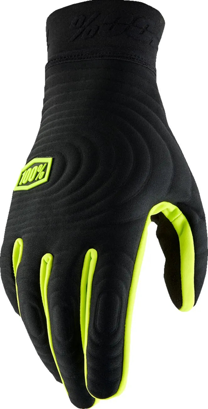 100% Brisker Xtreme Handschuhe – Schwarz/Fluoreszierendes Gelb