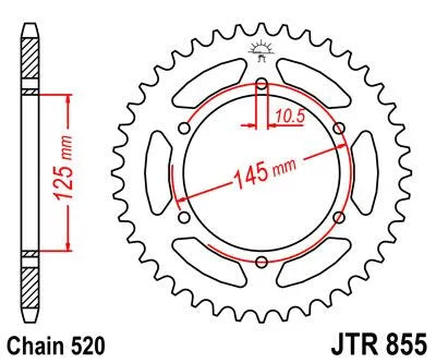 JT Sprockets Kettenrad hinten - 520, 45 Zähne, Schwarz verzinkt
