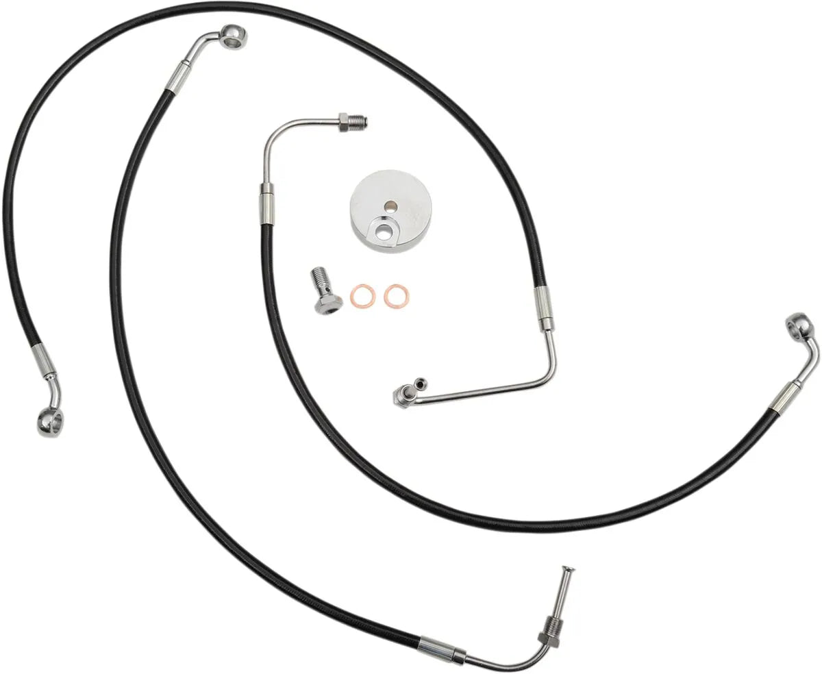 La Choppers Bremsleitungssatz mit schwarzer Stahlflexleitung für Ape Hanger