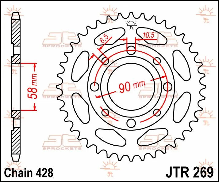 JT Sprockets Stahl-Kettenrad hinten, 43 Zähne