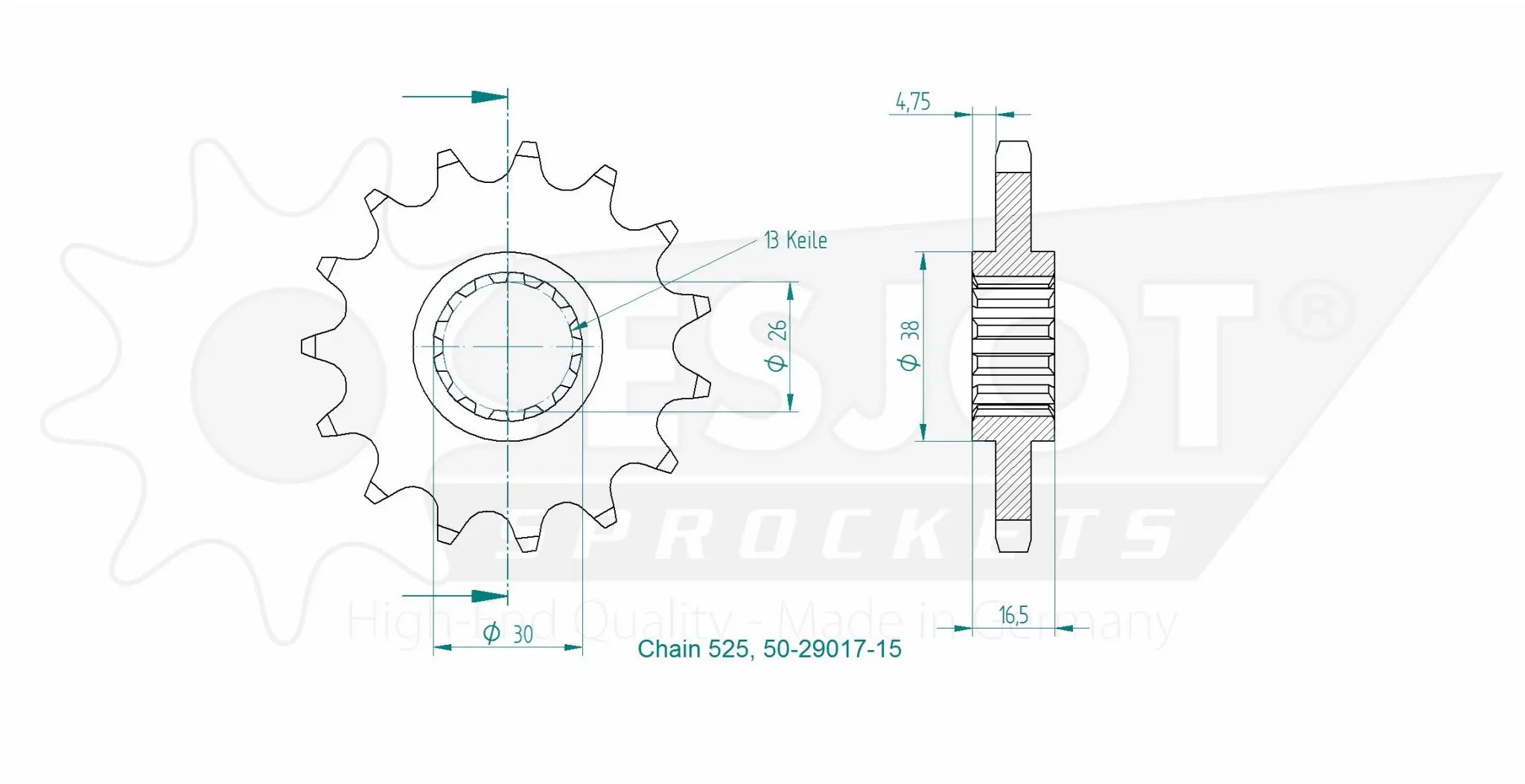 Esjot 525 Ritzel vorne - Premium-Stahl