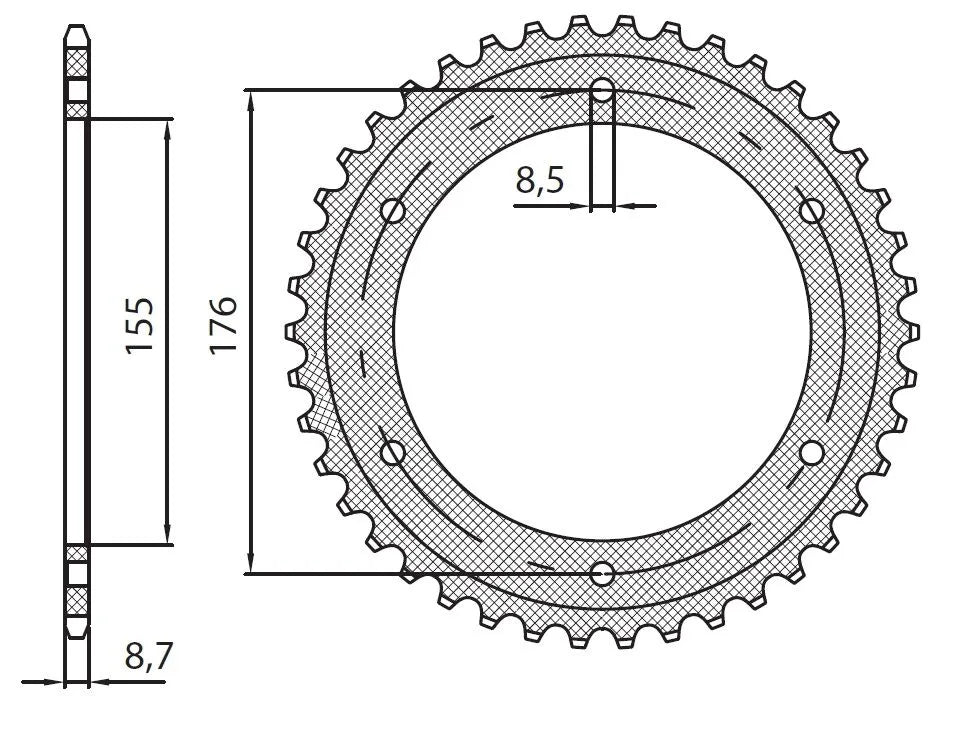 Sunstar Aluminium-Kettenrad hinten, 530er Teilung