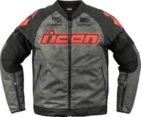 Icon Overlord3™ Magnacross Jacke – Schwarz/Rot/Camo-Grau