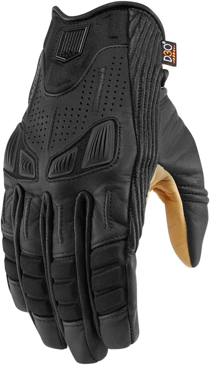 Icon Axys™ Motorradhandschuhe aus Leder – Schwarz/Hellbraun