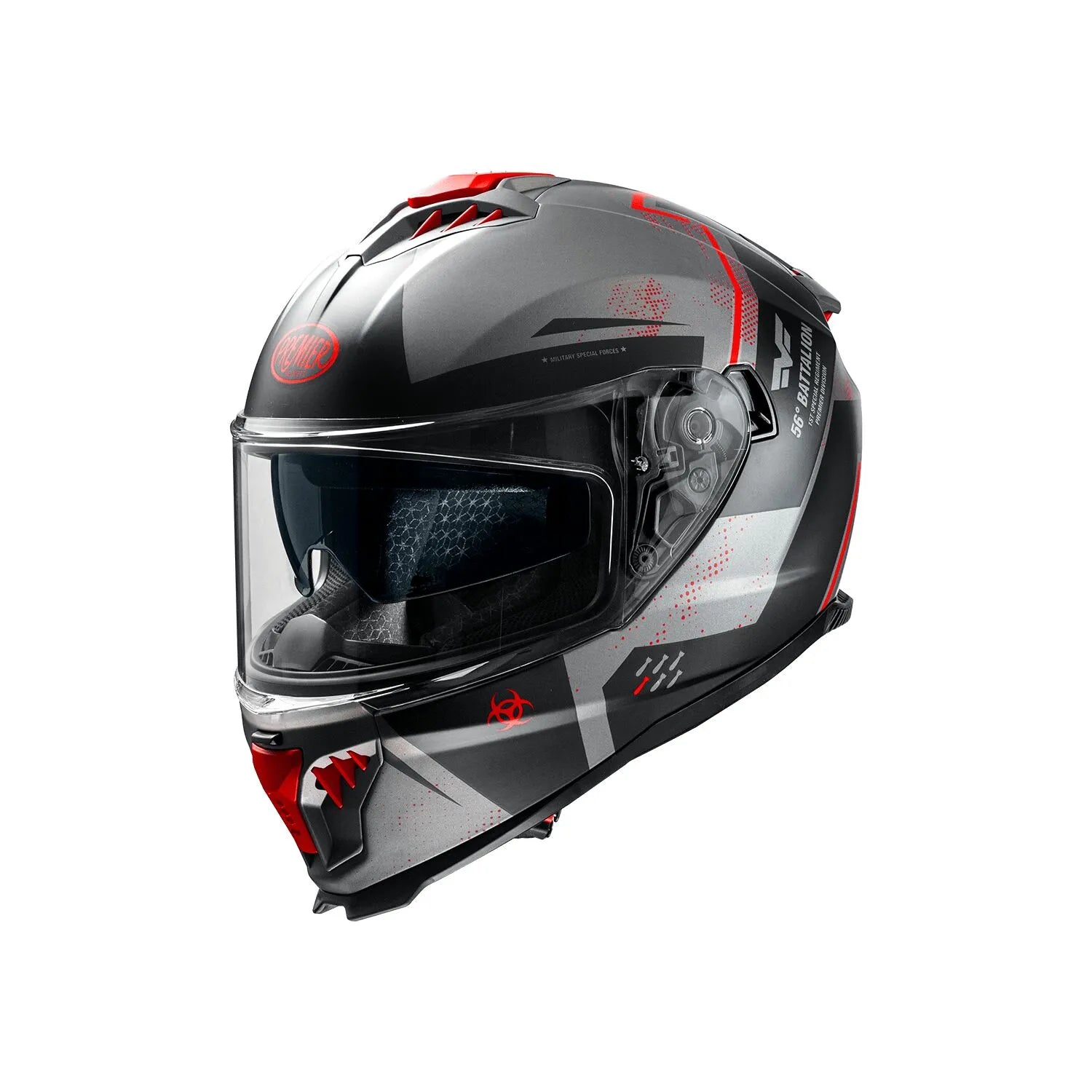 Premier Helmets Typhoon Ba Integralhelm – Grau/Rot/Schwarz