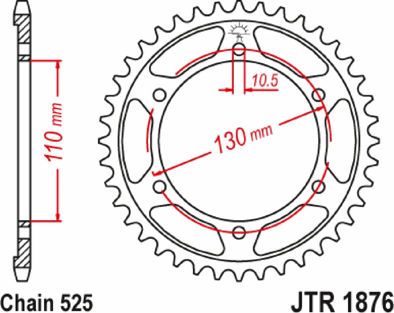 JT Sprockets Stahl-Kettenrad hinten 525-42 Zähne