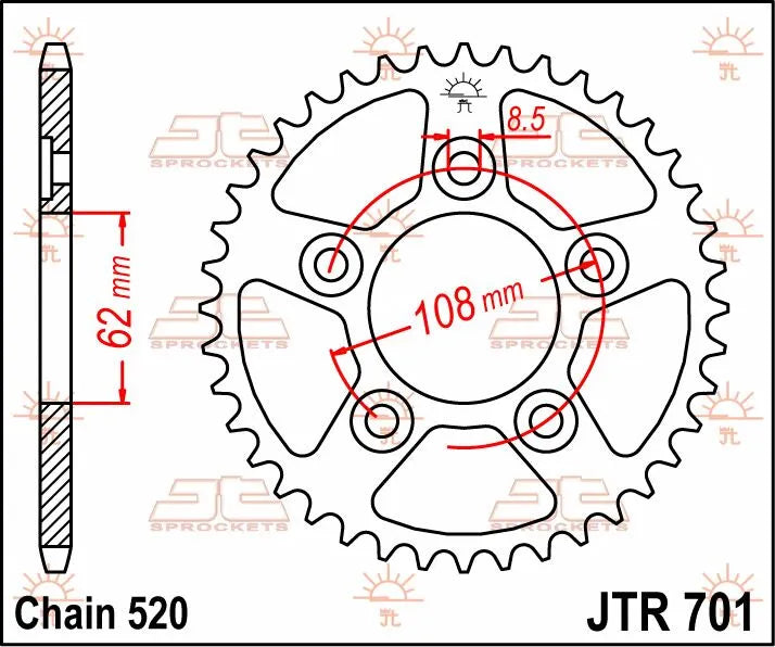 JT Sprockets Stahl-Kettenrad hinten, 42 Zähne