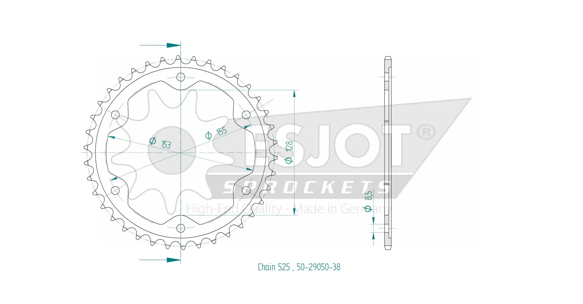Esjot 525 Kettenrad hinten – Hochwertiger Stahl