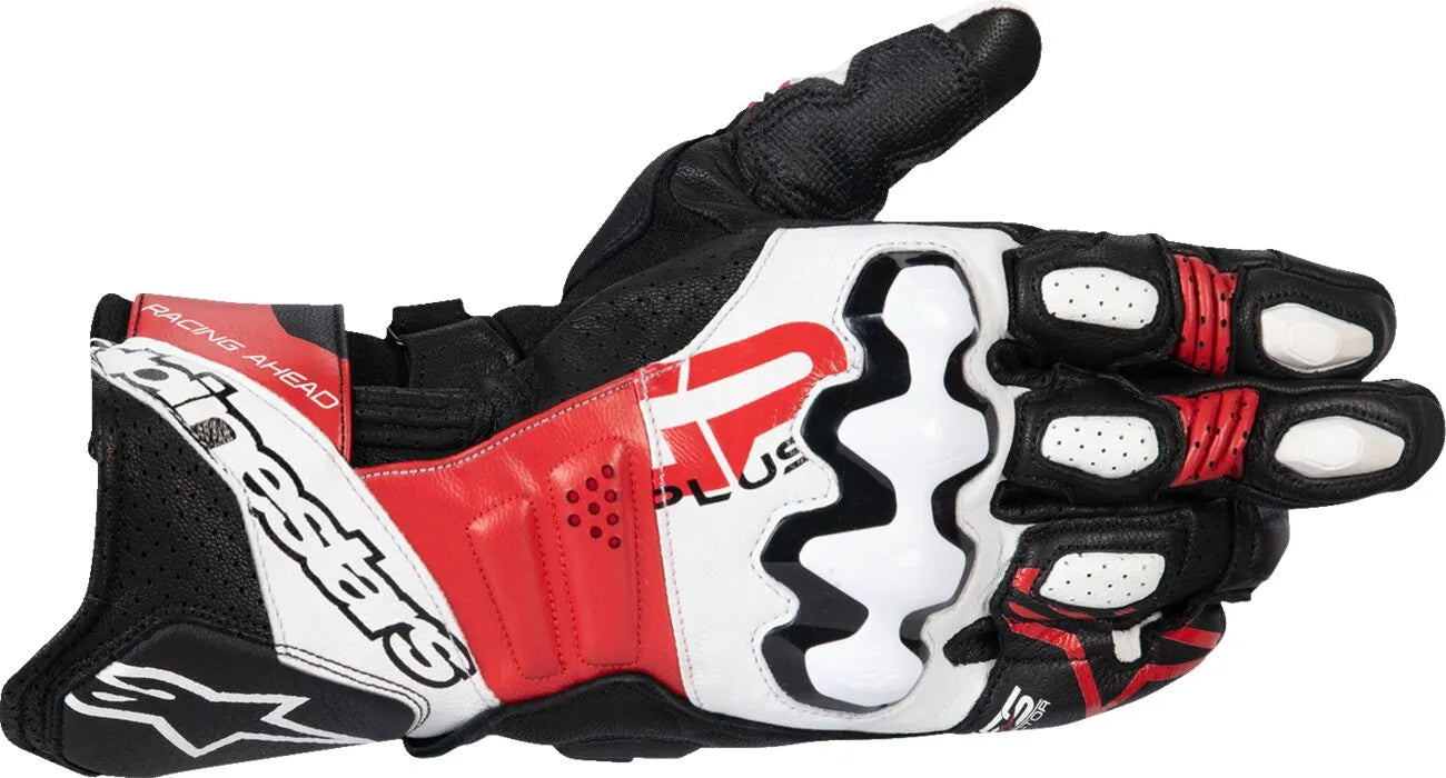 Alpinestars GP Plus R V3 Lederhandschuhe – Schwarz/Weiß/Leuchtend Rot
