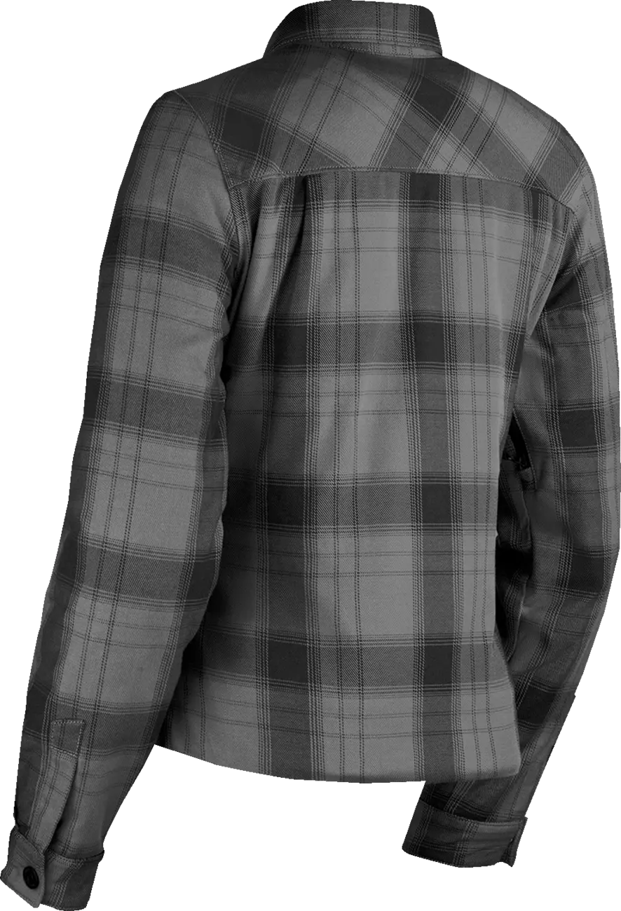 Icon Damen-Motorradjacke Fallblock Flanell™ – Schwarz/Grau