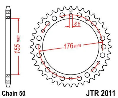 JT Sprockets Stahl-Kettenrad hinten 530-46 Zähne