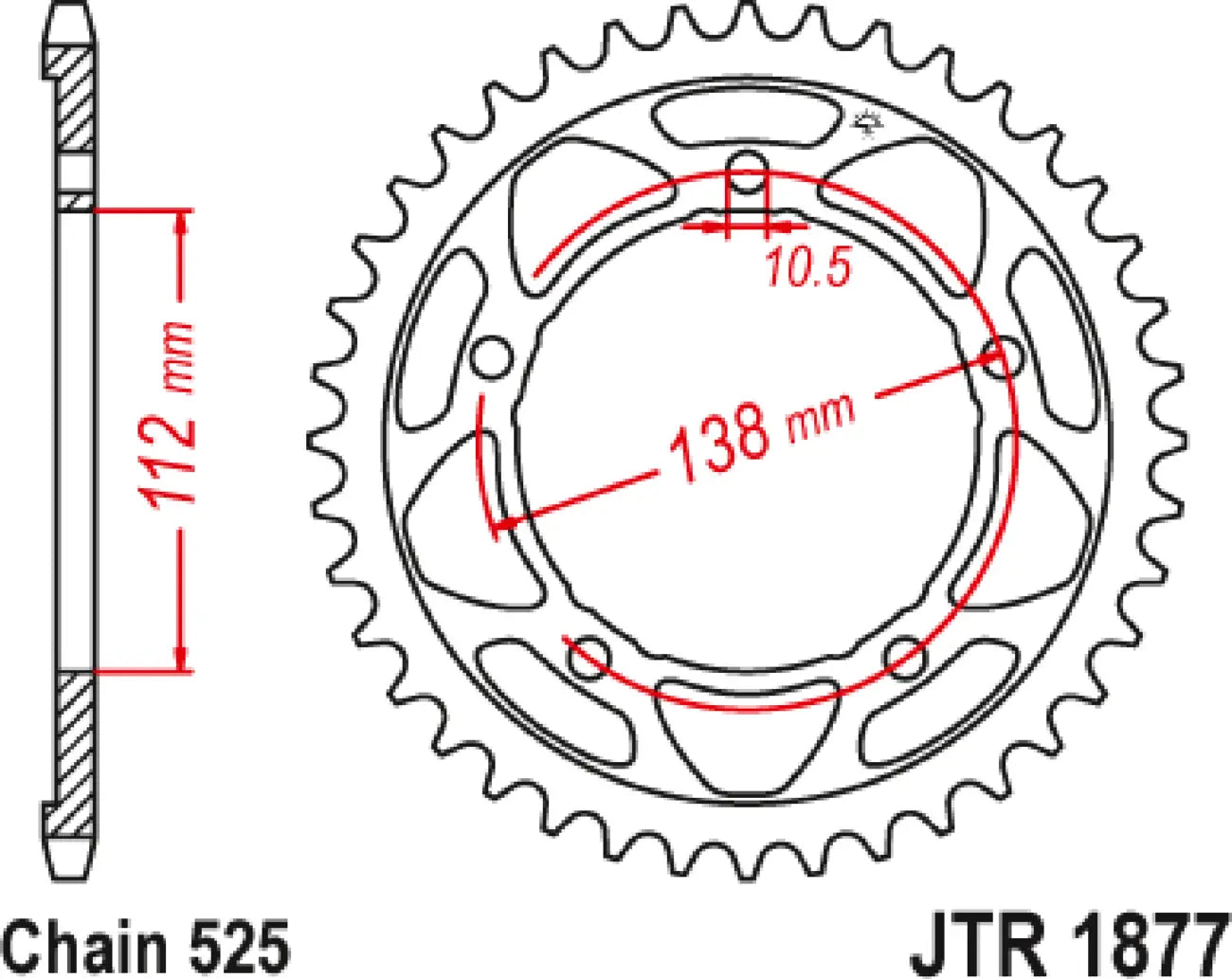 JT Sprockets Stahl-Kettenrad hinten - 525, 45 Zähne