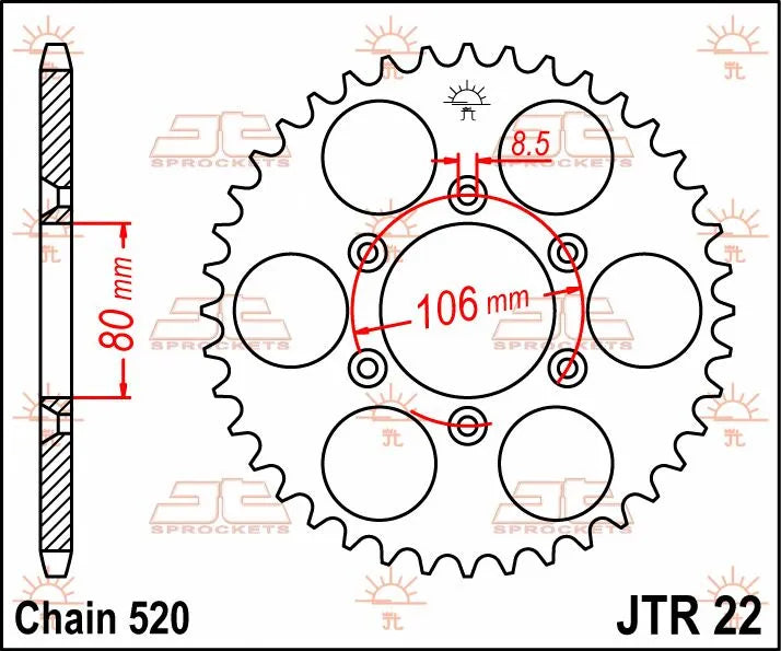 JT Sprockets Stahl-Kettenrad hinten - 520 45 Zähne