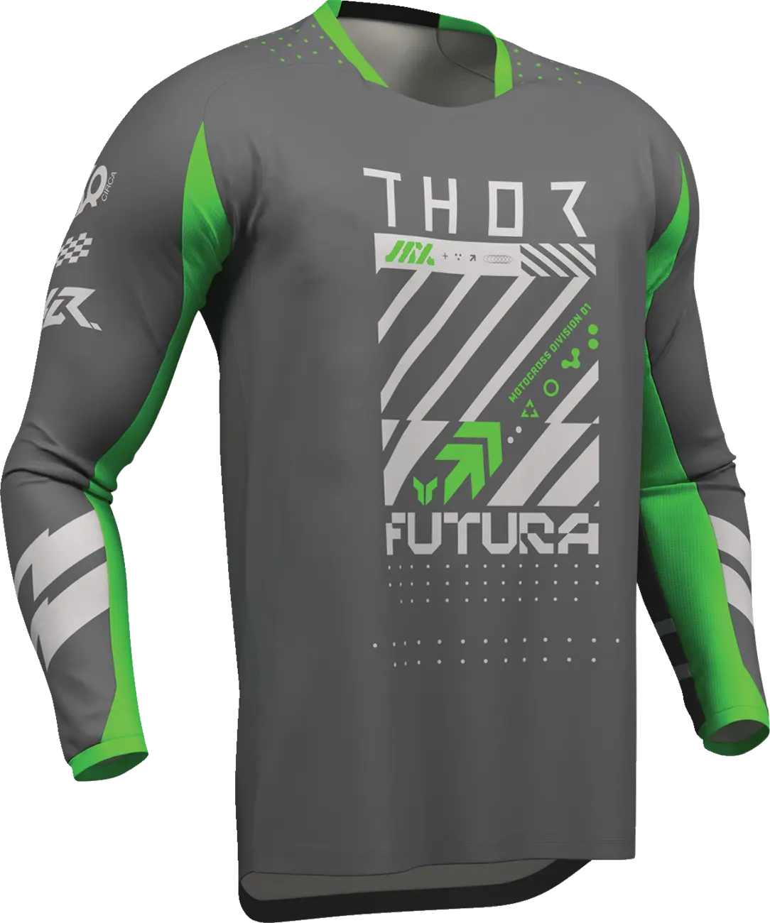 Thor Launchmode Futura Jersey – Hellgrau/Anthrazitgrau/Fluoreszierendes Grün