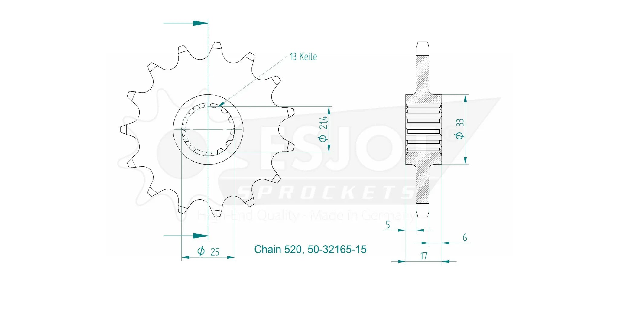 Esjot 520 Ritzel vorne - 15 Zähne