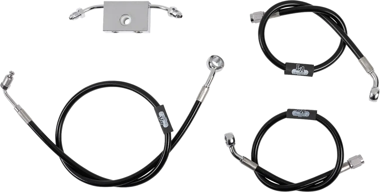 La Choppers Bremsleitungssatz mit schwarzer Stahlflexummantelung und ABS