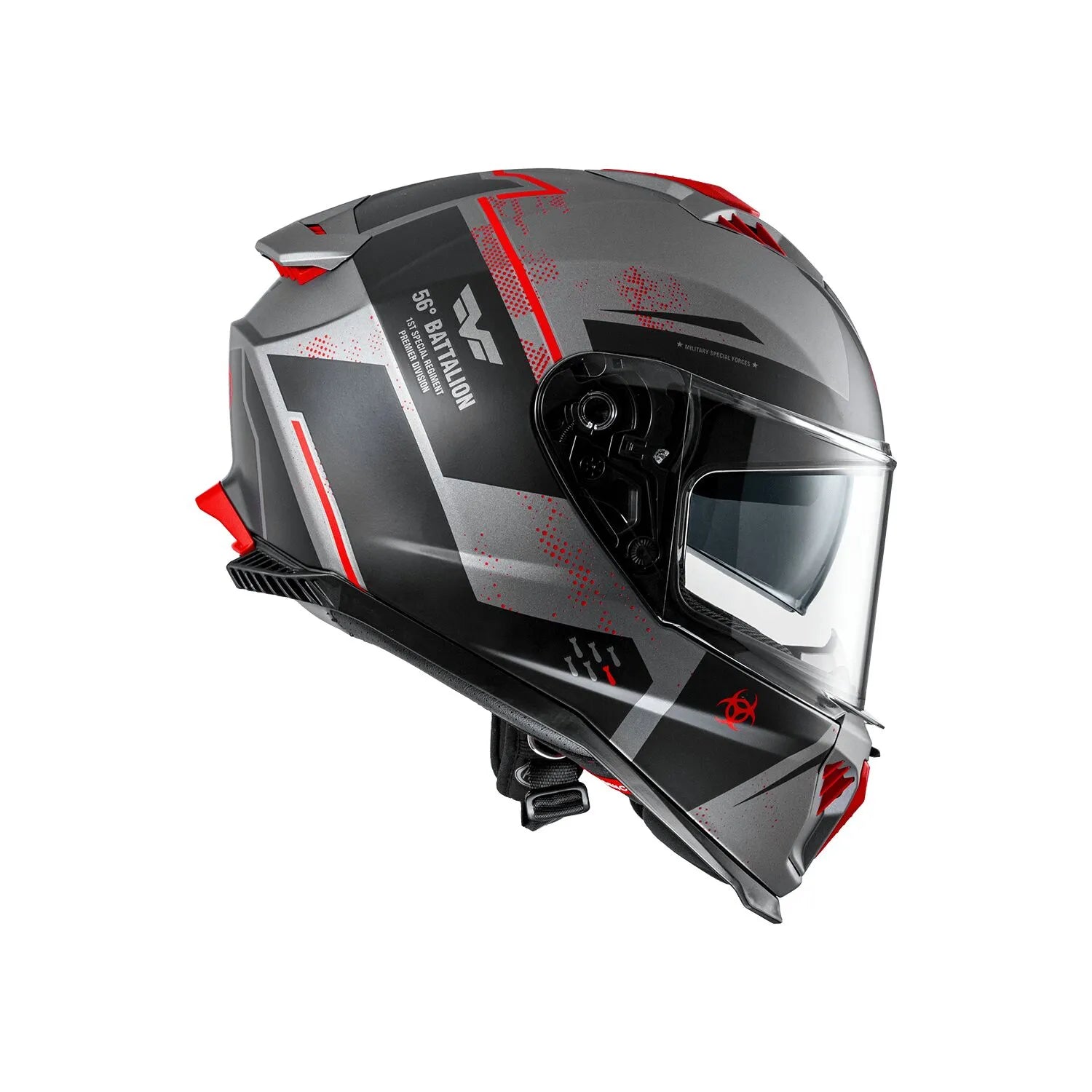 Premier Helmets Typhoon Ba Integralhelm – Grau/Rot/Schwarz