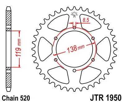 JT Sprockets Stahl-Kettenrad hinten - 520, 48 Zähne