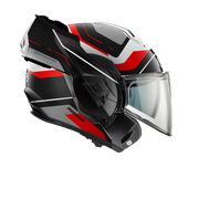 Premier Helmets X-charger Klapphelm – Schwarz/Grau/Rot/Weiß