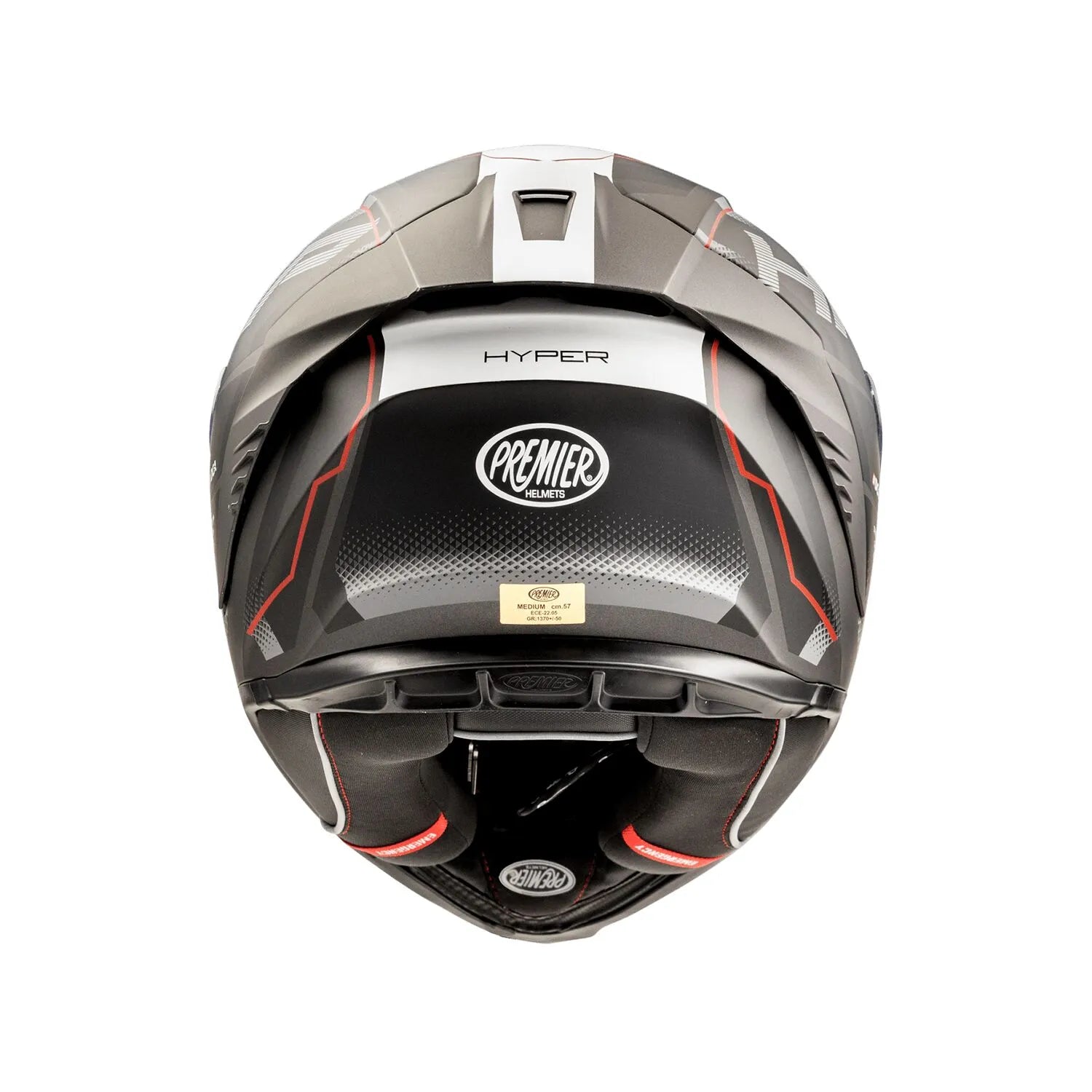 Premier Helmets Hyper HP Integralhelm, grau/rot/schwarz