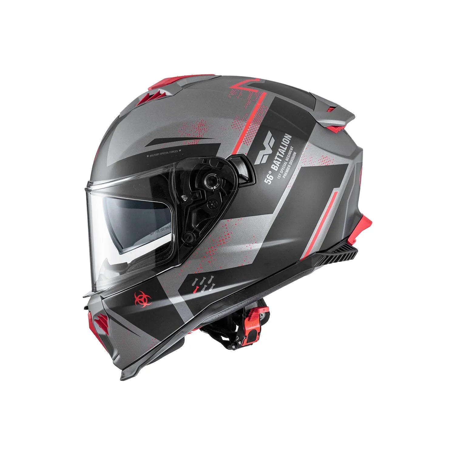 Premier Helmets Typhoon Ba Integralhelm – Grau/Rot/Schwarz