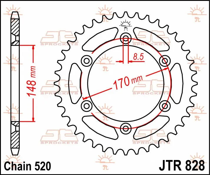 JT Sprockets Stahl-Kettenrad hinten 520-47 Zähne