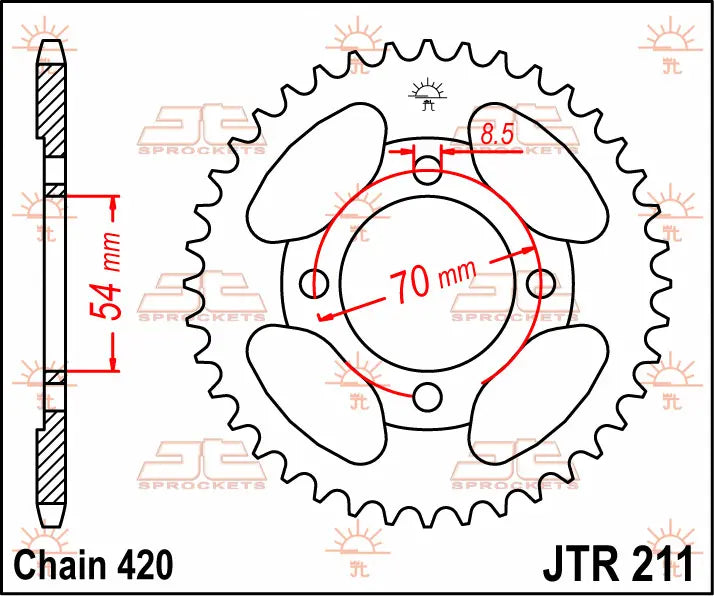 JT Sprockets Stahl-Kettenrad hinten - 39 Zähne