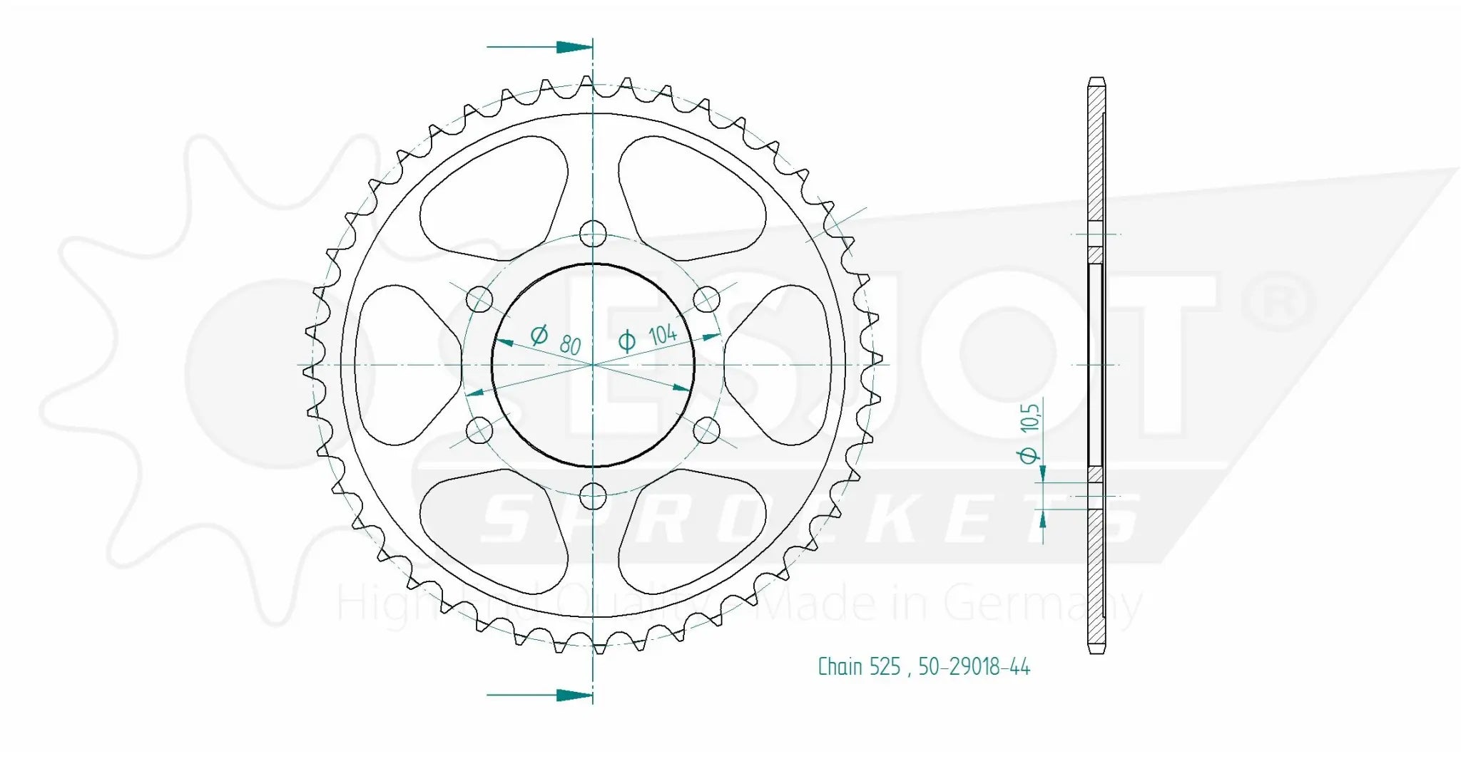 Esjot 525 Ritzel hinten – Premium-Stahl