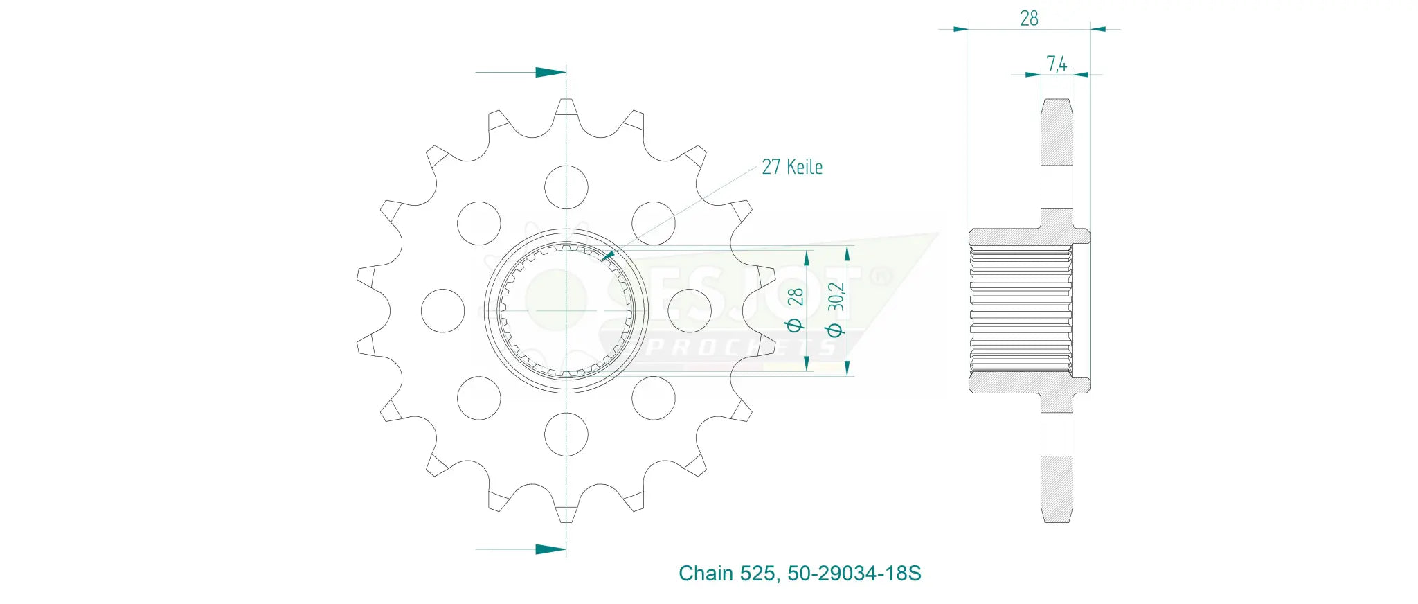 Esjot 525 Ritzel vorne