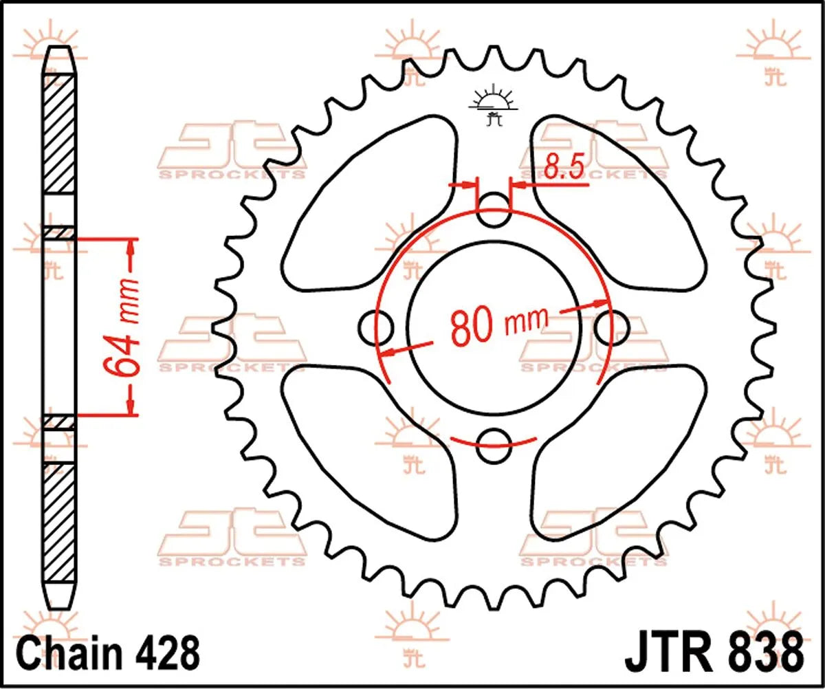 JT Sprockets Stahl-Kettenrad hinten, 38 Zähne