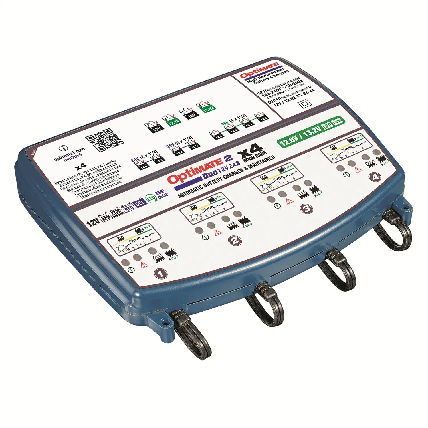 Tecmate Optimate 2 Duo X 4-Bank-Batterieerhaltungsgerät