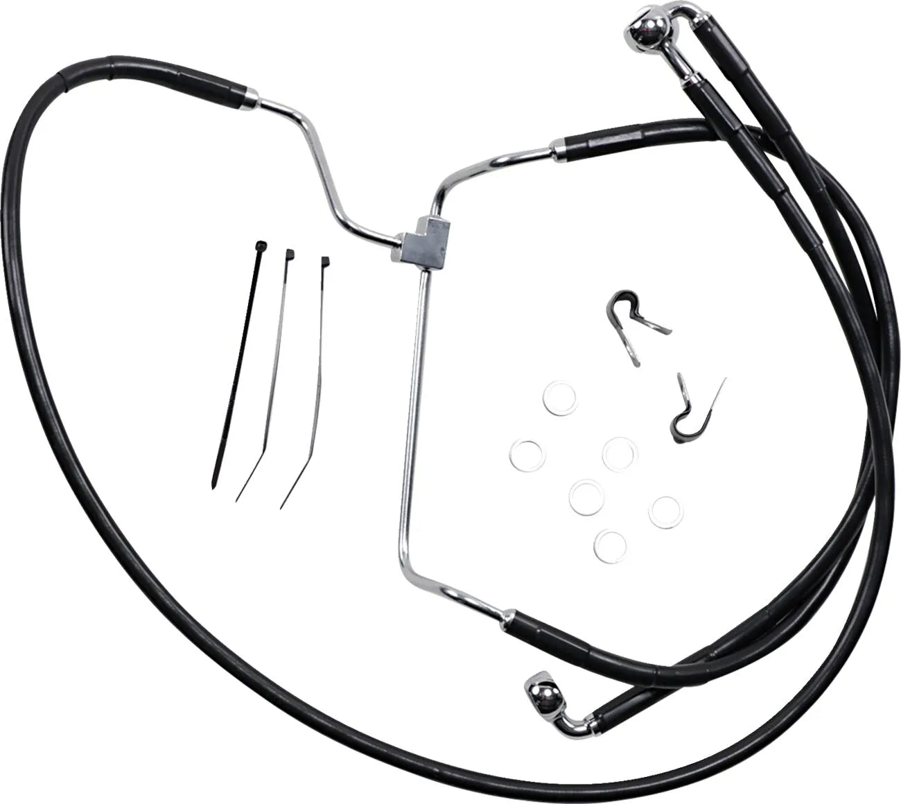 Drag Specialties Verlängerter Bremsleitungssatz aus schwarzem Vinyl