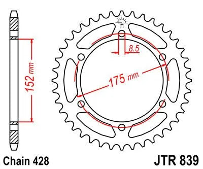 JT Sprockets Stahl-Kettenrad hinten - 51 Zähne