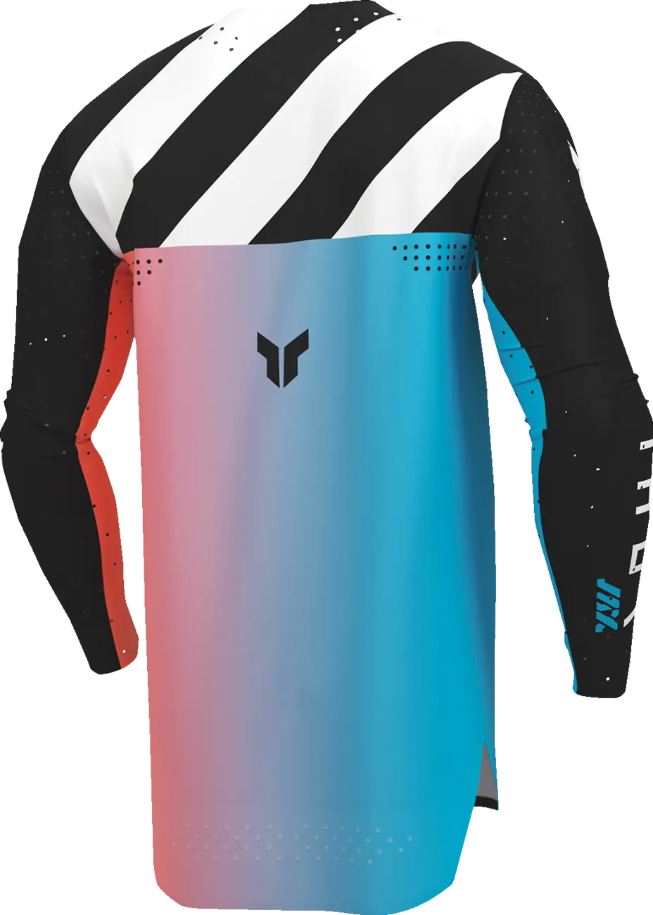 Thor Youth Sportmode Synth Jersey - Schwarz/Weiß/Türkis/Koralle
