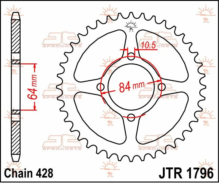 Jt Sprockets Stahl-Kettenrad hinten - 428