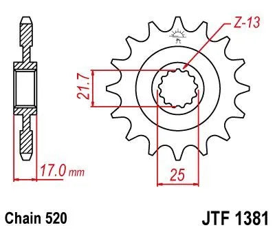 JT Sprockets Ritzel vorne - 520er Kette, 15 Zähne
